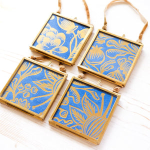 Brass Frame Ornaments Ornament Papillon Press Bouquet - Indigo + Gold 