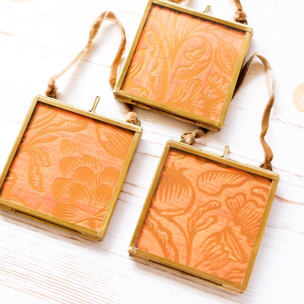 Brass Frame Ornaments Ornament Papillon Press Blooms - Orange + Gold 