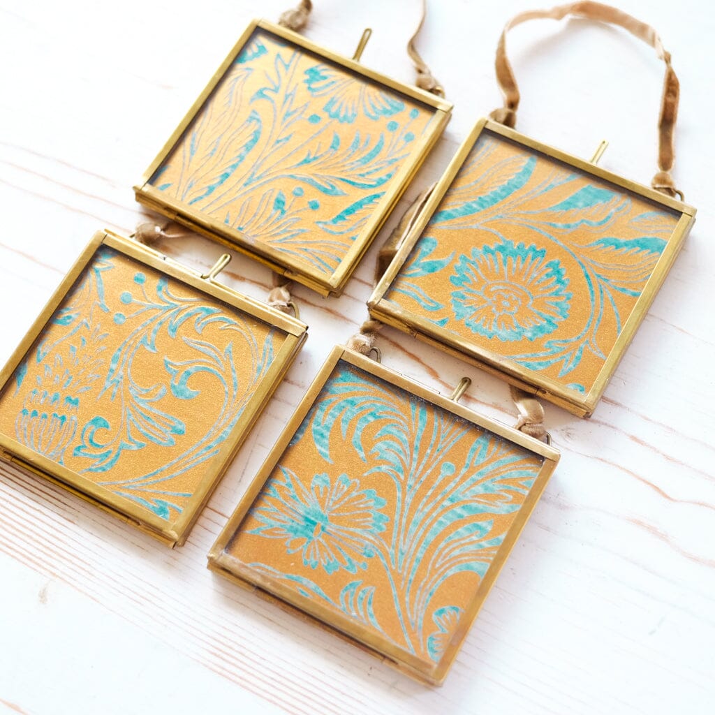 Brass Frame Ornaments Ornament Papillon Press Bouquet - Emerald + Gold 