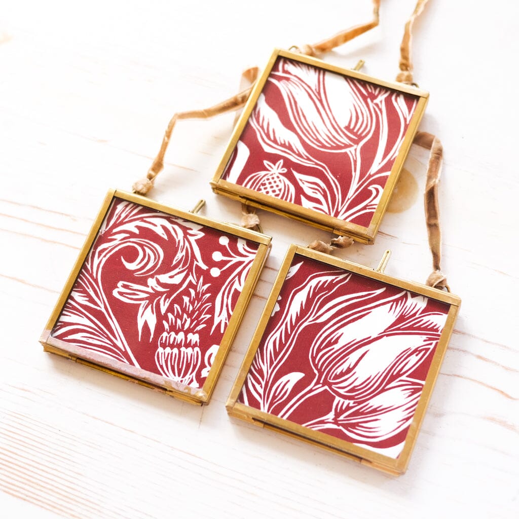 Brass Frame Ornaments Ornament Papillon Press Abundance - White + Red 