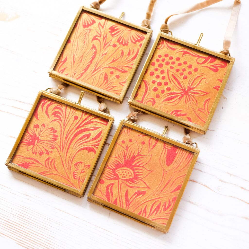 Brass Frame Ornaments Ornament Papillon Press Abundance - Red/Orange + Gold 