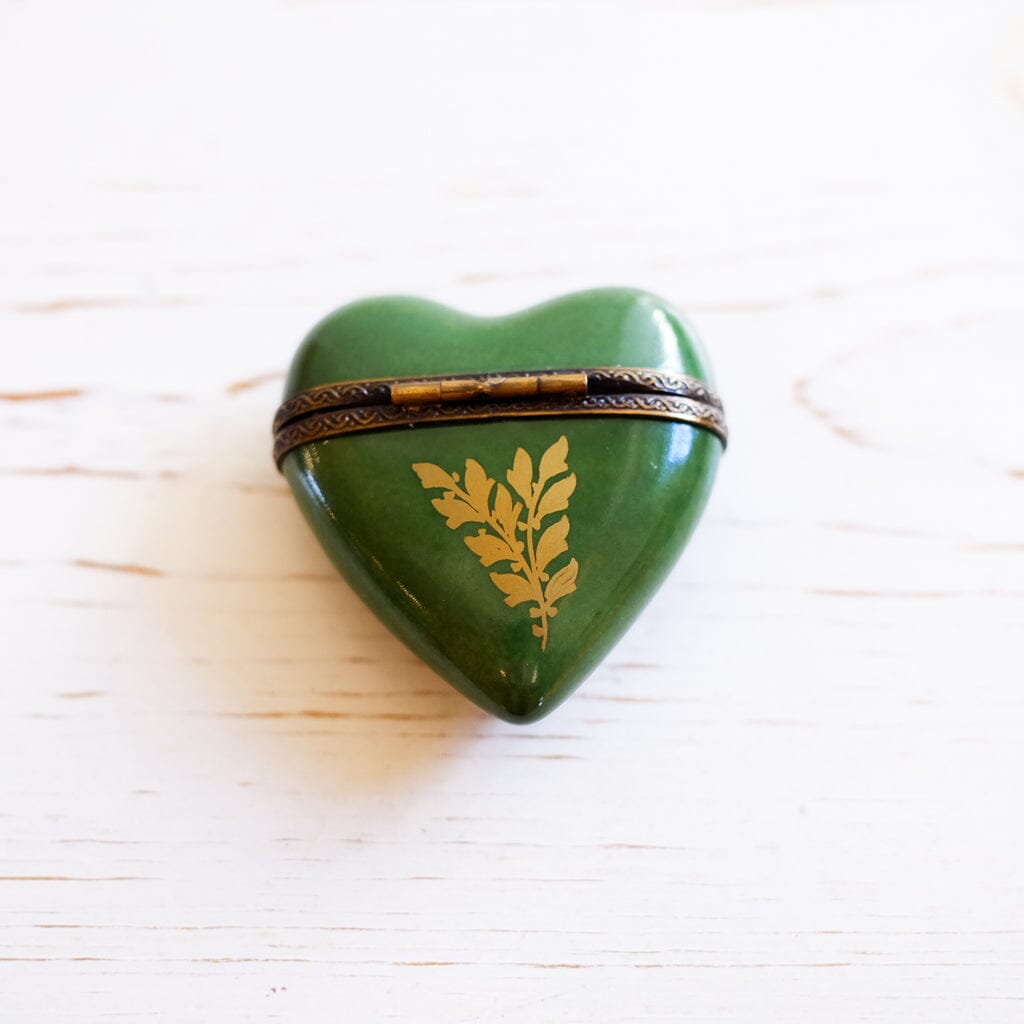 Limoges Green Heart Trinket Box Trinket Box Limoges 