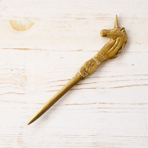 Vintage Letter Opener Letter Opener Antique Item Unicorn - Fleur de Lis - B 