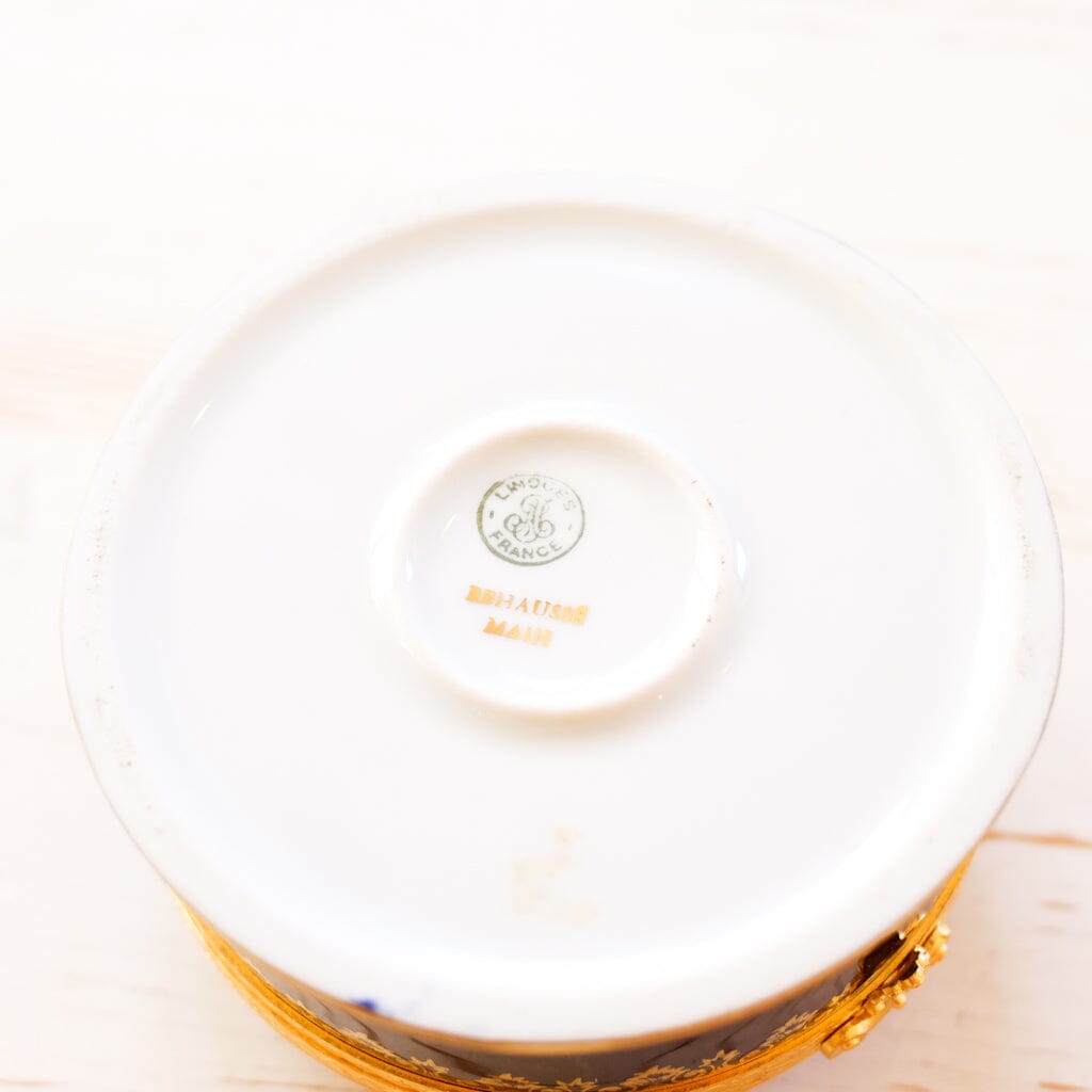 Vintage Limoges Cobalt Bird Box Trinket Box Limoges 