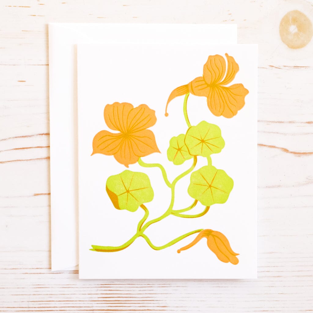 Nasturtium Letterpress Greeting Card Papillon Press 