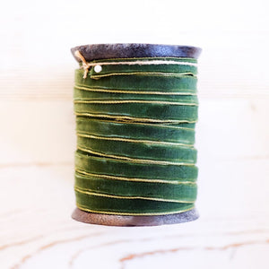 Gold Edge Velvet Ribbon Ribbon Santa Barbara Design Studio Velvet Green 