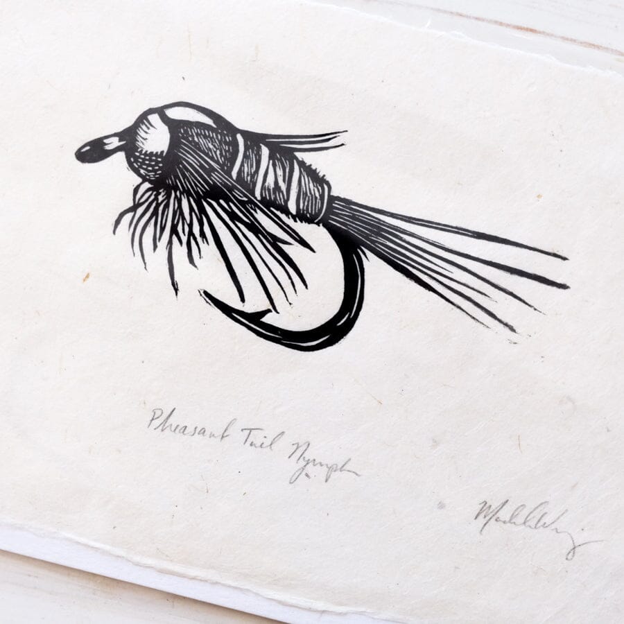 Fly Fishing Print - Pheasant Tail Nymph Art Print Papillon Press 