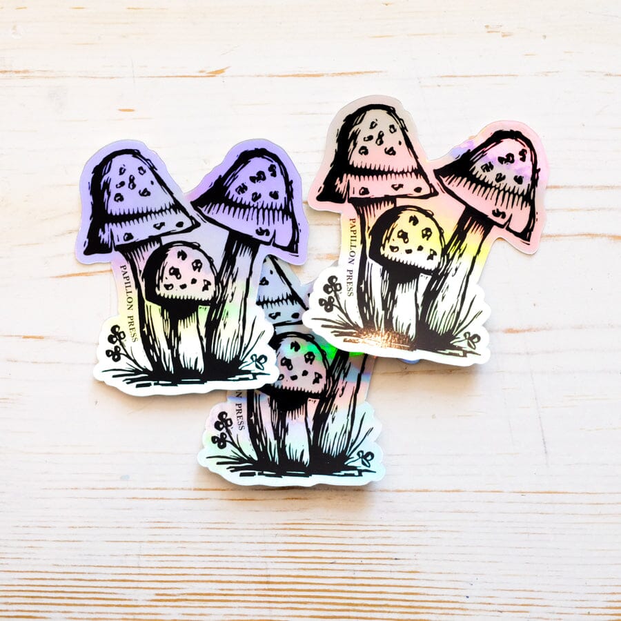 Mushroom Sticker- Holographic Sticker Papillon Press 