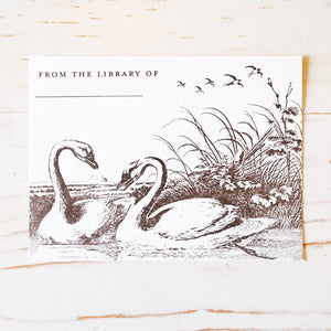 Letterpress Bookplates Book Plate Papillon Press Swans 