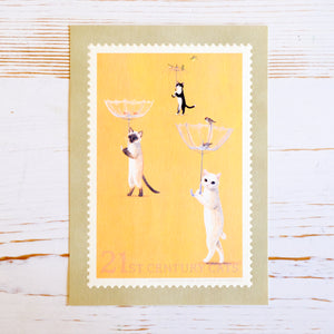 Pottering Cat Stamp Postcard