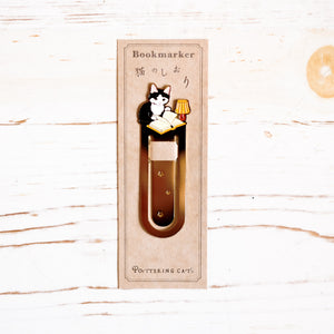 Pottering Cat Metal Bookmarker