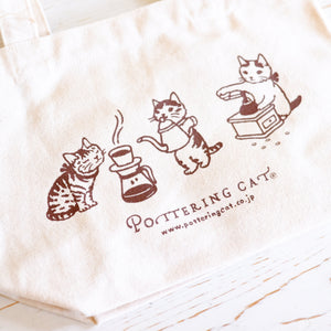 Pottering Cat Small Tote - Coffee