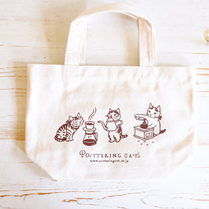 Pottering Cat Small Tote - Coffee