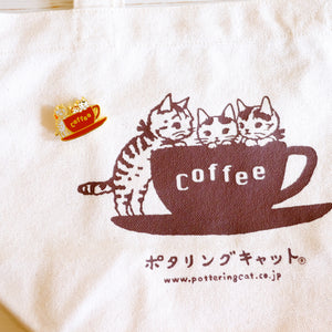 Pottering Cat Small Tote - Coffee