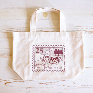Pottering Cat Small Tote - Stamp