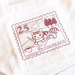 Pottering Cat Small Tote - Stamp