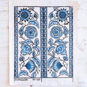 French Ribbon Hand-Painted Print - Blue Art Print Papillon Press 