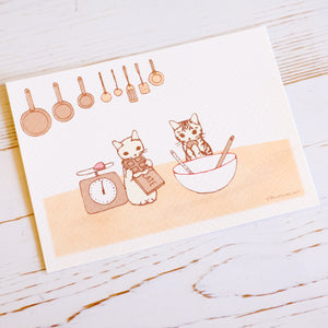 Pottering Cat Seasonal Postcard