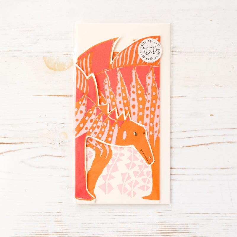 Special Card Stegosaurus Pink and Orange Greeting Card Cambridge Imprint 