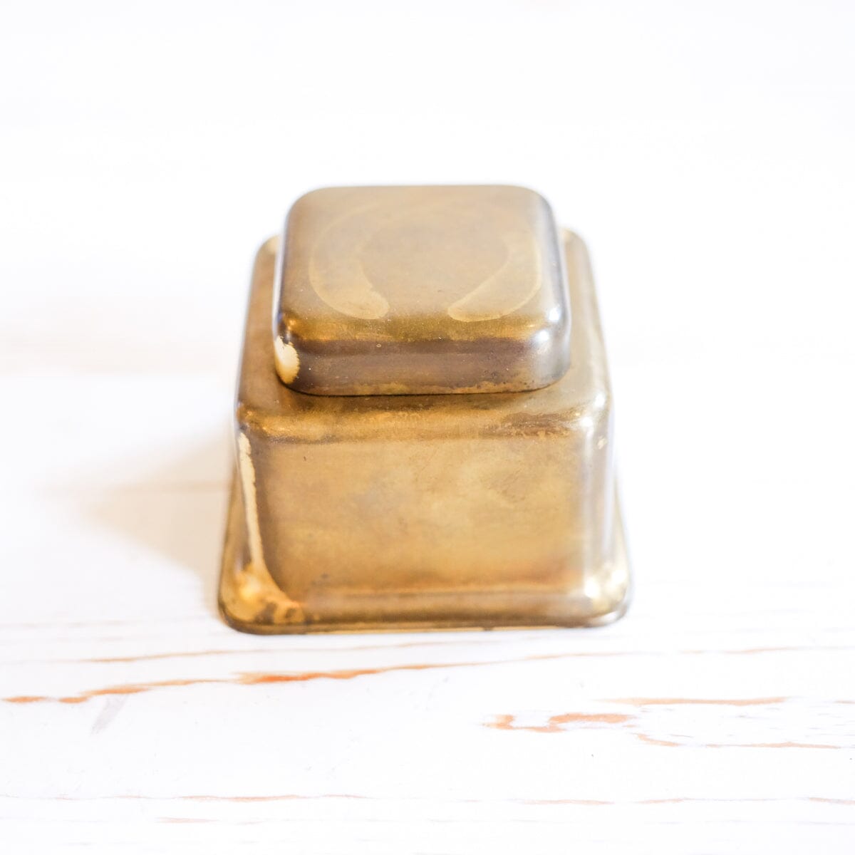 Square Brass Inkwell Inkwell Antique Item 