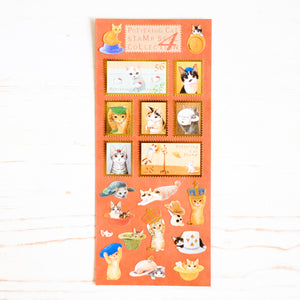 Pottering Cat Stamp Style Sticker Sheet