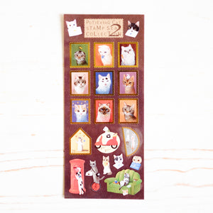Pottering Cat Stamp Style Sticker Sheet