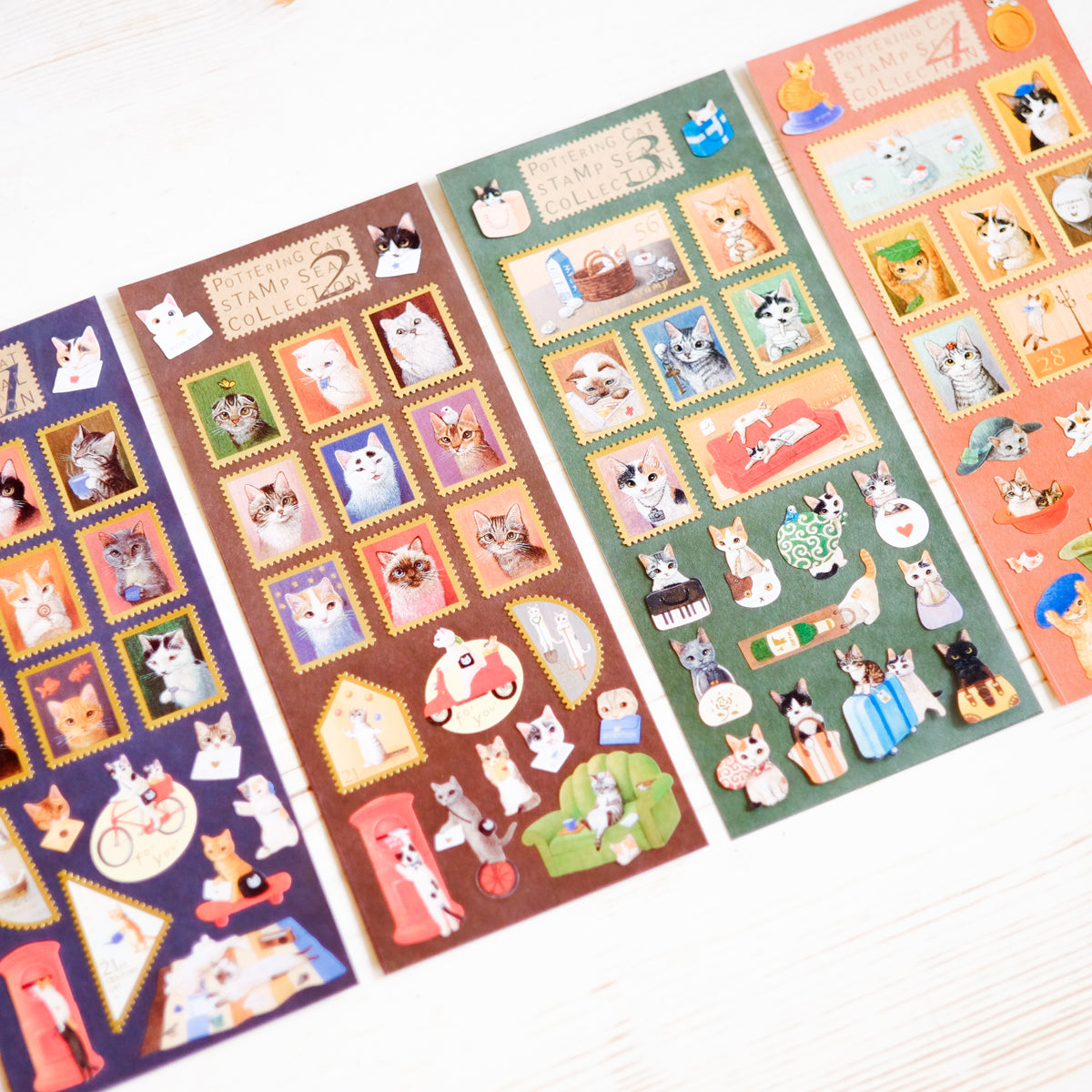 Pottering Cat Stamp Style Sticker Sheet
