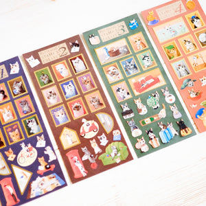Pottering Cat Stamp Style Sticker Sheet