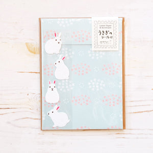 Letter Set with Stickers Writing Stationery Midori Rabbit 