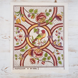 Oiseau et Rose Hand-Painted Print - Sunset Art Print Papillon Press 