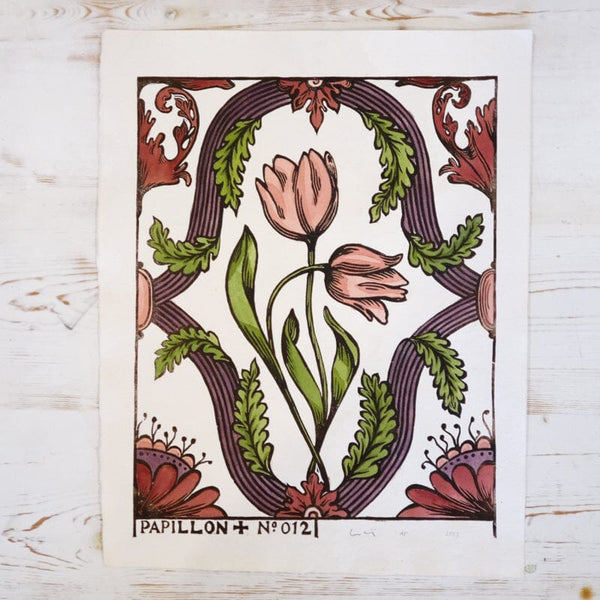 Tulip Hand-Painted Print - Sunset Art Print Papillon Press 