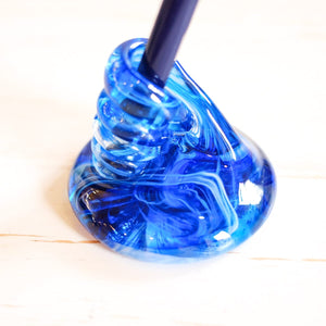 Swirl Glass Pen Holder Inkwell Antique Item 