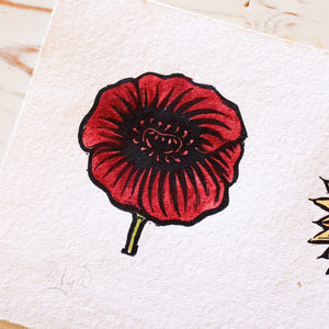 Trio Floral Hand-Painted Print Papillon Press 