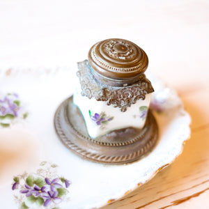 Hand-Painted Ceramic Double Inkwell