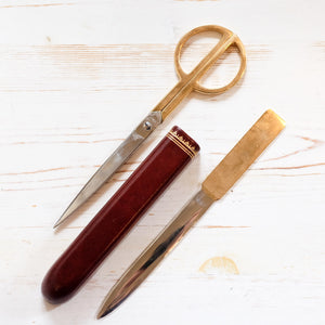 Brass Scissor & Letter Opener Set