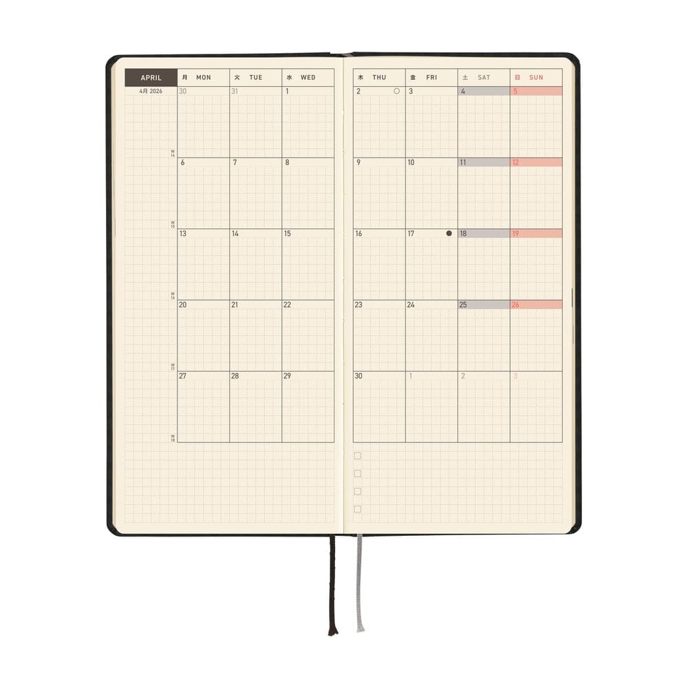 Hobonichi Techo 2026 Weeks: Paper Series: Black Gingham Planner Hobonichi 
