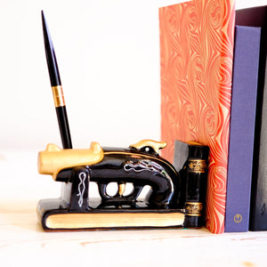 Vintage Pistols Desk Set - Book Ends and Pens bookends Antique Item 