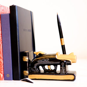 Vintage Pistols Desk Set - Book Ends and Pens bookends Antique Item 