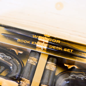 Vintage Pistols Desk Set - Book Ends and Pens bookends Antique Item 