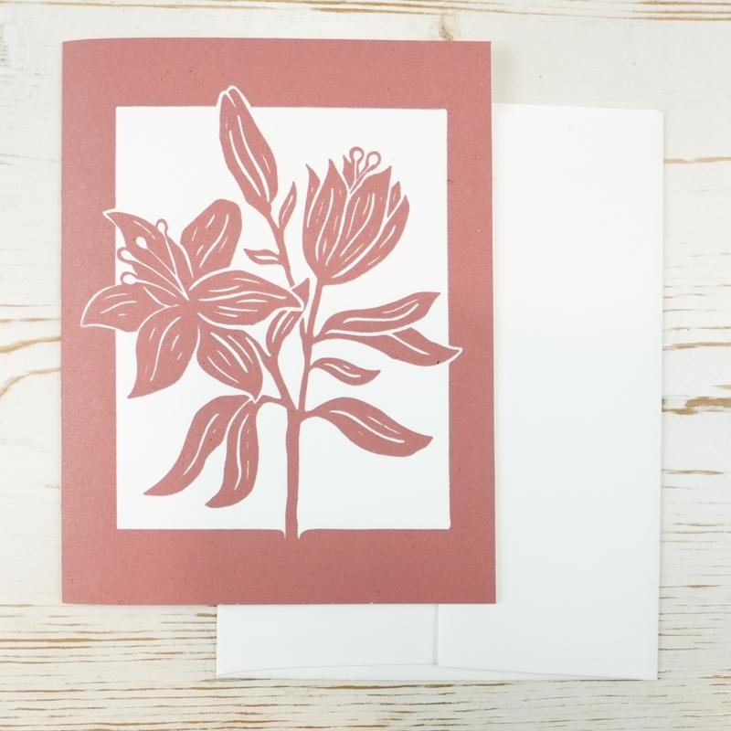 Day Lily Letterpress Card Greeting Card Papillon Press 