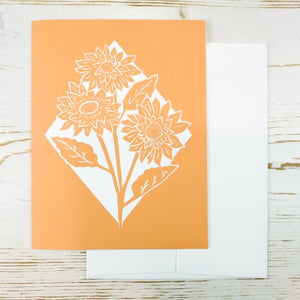 Sunflower Letterpress Card Greeting Card Papillon Press 