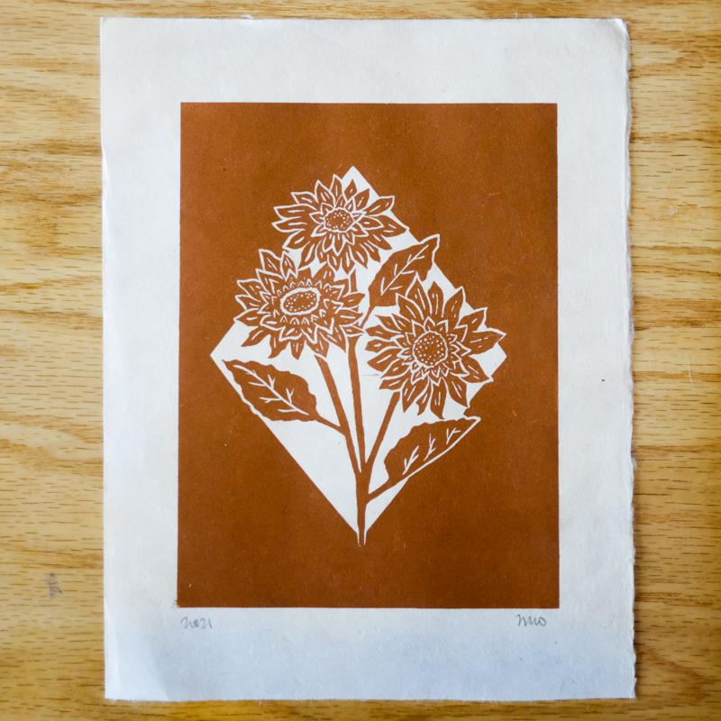 Terra Cotta Sunflower Print Art Print Papillon Press 