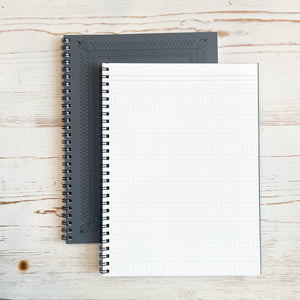 Ornamental Frame Wire Bound Notebook - Medium Wire Bound Notebook Papillon Press Slate - Grid 