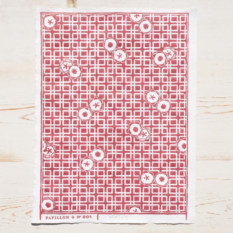 Japanese Camellia Block Print Art Print Papillon Press 