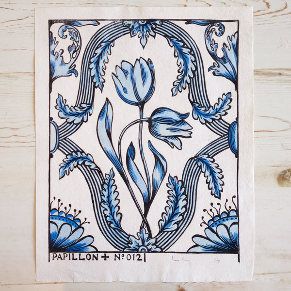 Tulip Hand-Painted Print - Blue Art Print Papillon Press 