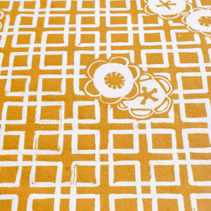Japanese Camellia Block Print Art Print Papillon Press Ochre 