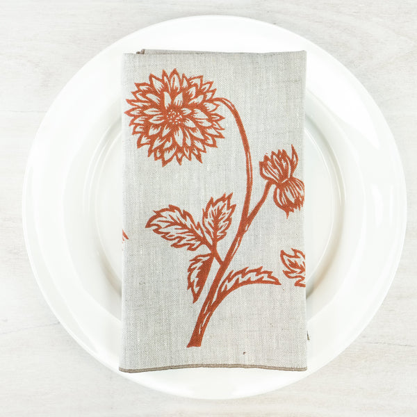 Dahlia Linen Napkins Linen Napkins Papillon Press 